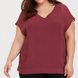 TORRID Knit Trimmed Chiffon Dolman Blouse